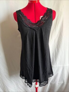 Black Lace-Trim Mini Dress